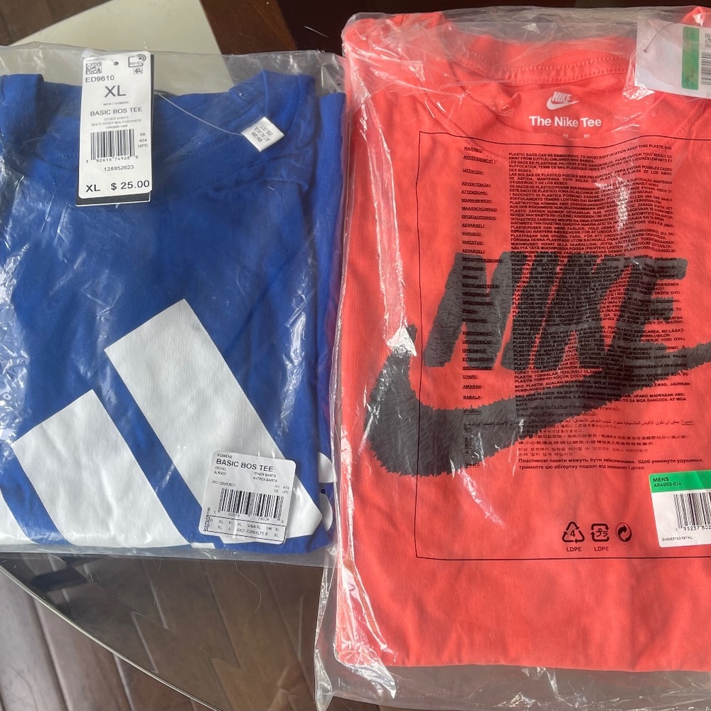 Bundle of Nike and Adidas Men’s XL T-Shirts.